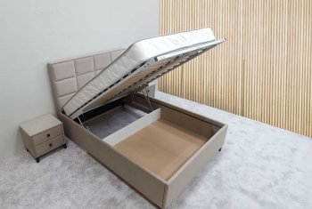 Кровать с подъемным механизмом Мега беж (Лин) в Каменске-Уральском - kamensk-uralskij.mebel-e96.ru