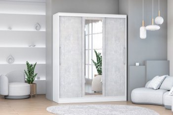 Шкаф-купе 1700 мм 3-х дверный с 1-м зеркалом (арт. 012) белый/цемент (Диал) в Каменске-Уральском - kamensk-uralskij.mebel-e96.ru