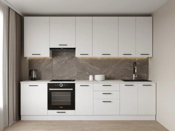 Кухонный гарнитур высокий Белый глянец 3000 мм МДФ (Санвут) в Каменске-Уральском - kamensk-uralskij.mebel-e96.ru