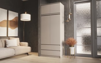 Шкаф Челси с антресолью 900 мм Кашемир (Миф) в Каменске-Уральском - kamensk-uralskij.mebel-e96.ru