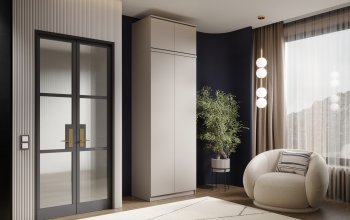 Шкаф 800 мм Челси двустворчатый с антресолью Кашемир (Миф) в Каменске-Уральском - kamensk-uralskij.mebel-e96.ru