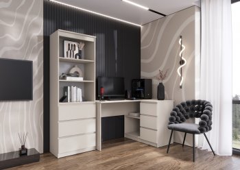 Письменный стол угловой + Стеллаж Челси кашемир (Миф) в Каменске-Уральском - kamensk-uralskij.mebel-e96.ru