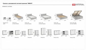 Спальный гарнитур Чикаго модульный, ателье светлый/белый (Имп) в Каменске-Уральском - kamensk-uralskij.mebel-e96.ru