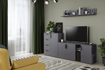 Стенка Эйр модульная, графит (Моби) в Каменске-Уральском - kamensk-uralskij.mebel-e96.ru