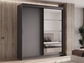 Шкаф-купе 2000 мм Гранд-1 ЛДСП/Зеркало, графит (Эра) в Каменске-Уральском - kamensk-uralskij.mebel-e96.ru