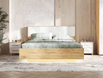 Кровать парящая Ирис крафт/белый с подсветкой (Миф) в Каменске-Уральском - kamensk-uralskij.mebel-e96.ru