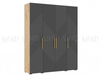Шкаф 1800 мм Ирис с антресолью крафт/графит (Миф) в Каменске-Уральском - kamensk-uralskij.mebel-e96.ru