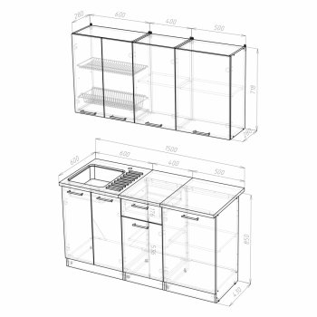 Кухонный гарнитур Кира нормал 1500 мм (Герда) в Каменске-Уральском - kamensk-uralskij.mebel-e96.ru
