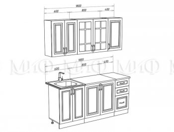 Кухонный гарнитур Констанция 1800 мм белый/джинс (Миф) в Каменске-Уральском - kamensk-uralskij.mebel-e96.ru