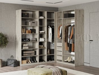 Гардеробная/шкаф 2200*1706 мм Ларго №3 дуб крафт серый/кашемир (Миф) в Каменске-Уральском - kamensk-uralskij.mebel-e96.ru