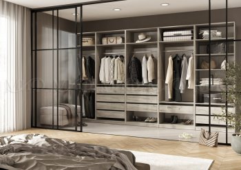 Гардеробная/шкаф 4000 мм Ларго №1 открытая дуб крафт серый (Миф) в Каменске-Уральском - kamensk-uralskij.mebel-e96.ru