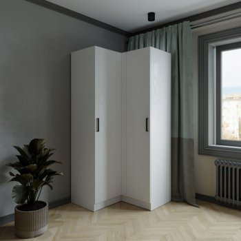 Шкаф угловой Ларс (угол прямой), Белый (Микон) в Каменске-Уральском - kamensk-uralskij.mebel-e96.ru