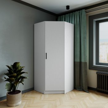 Шкаф угловой Ларс (угол скос), Белый (Микон) в Каменске-Уральском - kamensk-uralskij.mebel-e96.ru