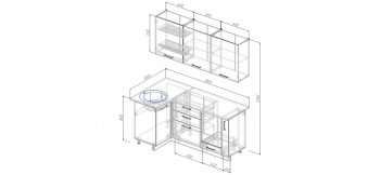 Угловой кухонный гарнитур Антрацит 1800х1000 мм в Каменске-Уральском - kamensk-uralskij.mebel-e96.ru