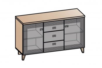 Комод 2дв, 3ящ Лежер КМ-3103 дуб серый/холст вулканический(СанТан) в Каменске-Уральском - kamensk-uralskij.mebel-e96.ru