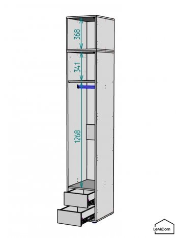 Шкаф с антресолью 400 мм Linnea MHR-1A-3 2450х400х510 (Белый-М 11.1.1) в Каменске-Уральском - kamensk-uralskij.mebel-e96.ru