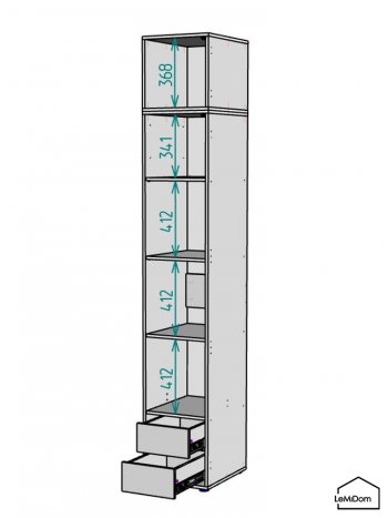 Шкаф с антресолью 400 мм Linnea MHR-1A-4 2450х400х510 (ДВ-М 11.1.25) в Каменске-Уральском - kamensk-uralskij.mebel-e96.ru