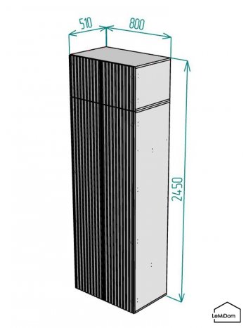Шкаф с антресолью 800 мм Linnea MHR-2A-3 2450х800х510 (Графит-М 11.1.25) в Каменске-Уральском - kamensk-uralskij.mebel-e96.ru