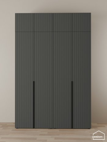Шкаф с антресолью 1600 мм Linnea MHR-4A-1 2450х1600х510 (Графит-М 11.1.25) в Каменске-Уральском - kamensk-uralskij.mebel-e96.ru