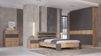 Тумба прикроватная Ленора вотан/Графит (Лин) в Каменске-Уральском - kamensk-uralskij.mebel-e96.ru
