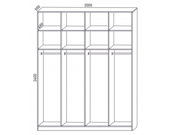 Шкаф распашной 2000 мм  М6-4.1.1 П+П+П+П 200 + антресоль (М6) в Каменске-Уральском - kamensk-uralskij.mebel-e96.ru