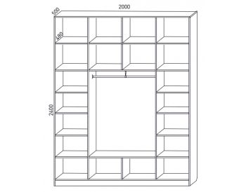 Шкаф распашной 2000 мм М6-4.2 Б+П+Б 200 + антресоль (М6) в Каменске-Уральском - kamensk-uralskij.mebel-e96.ru