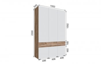 Шкаф 1500 мм Мерида крафт табачный/белый (Микон) в Каменске-Уральском - kamensk-uralskij.mebel-e96.ru