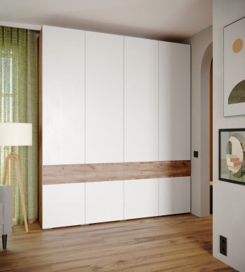 Шкаф 2000 мм Мерида крафт табачный/белый (Микон) в Каменске-Уральском - kamensk-uralskij.mebel-e96.ru