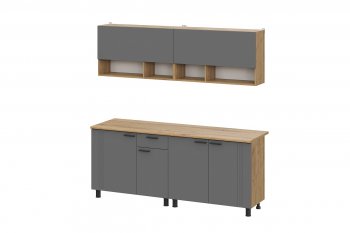 Кухонный гарнитур Монако 2000 мм графит (СВ) в Каменске-Уральском - kamensk-uralskij.mebel-e96.ru