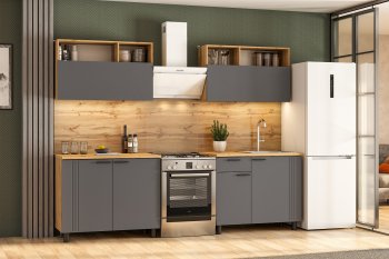 Кухонный гарнитур Монако 2000 мм графит (СВ) в Каменске-Уральском - kamensk-uralskij.mebel-e96.ru