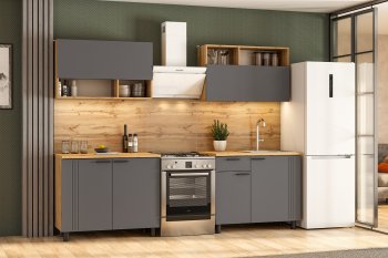 Кухонный гарнитур Монако 2000 мм графит (СВ) в Каменске-Уральском - kamensk-uralskij.mebel-e96.ru