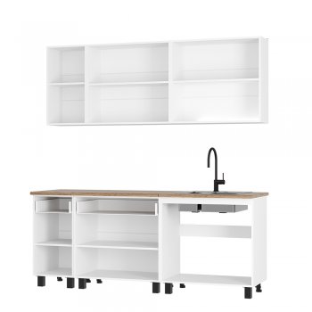 Кухонный гарнитур Монтана 2000 мм белый/графит (БТС) в Каменске-Уральском - kamensk-uralskij.mebel-e96.ru