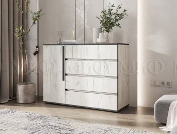 Комод 1 дверь 4 ящика (1200) Норд, крафт белый (Миф) в Каменске-Уральском - kamensk-uralskij.mebel-e96.ru