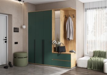 Прихожая Норд+Шкаф 1200, крафт/изумруд (Миф) в Каменске-Уральском - kamensk-uralskij.mebel-e96.ru