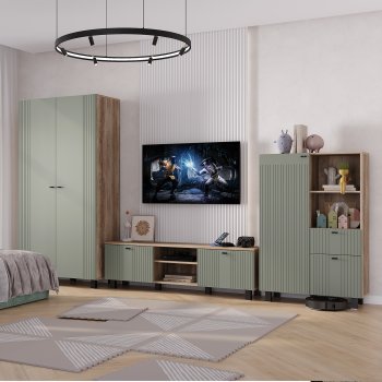 Стенка Олива комп.3 эвкалипт софт (БТС) в Каменске-Уральском - kamensk-uralskij.mebel-e96.ru