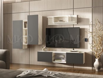 Стенка Оскар крафт белый/графит (Миф) в Каменске-Уральском - kamensk-uralskij.mebel-e96.ru