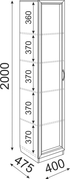 Пенал Остин М03 полки 400 (Риннер) в Каменске-Уральском - kamensk-uralskij.mebel-e96.ru