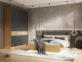 Кровать парящая Роджина с подсветкой, крафт/графит (Миф) в Каменске-Уральском - kamensk-uralskij.mebel-e96.ru