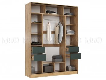 Шкаф-купе 1800 мм Роджина крафт/изумрудный (Миф) в Каменске-Уральском - kamensk-uralskij.mebel-e96.ru