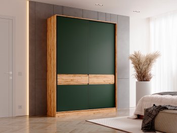 Шкаф-купе 1800 мм Роджина крафт/изумрудный (Миф) в Каменске-Уральском - kamensk-uralskij.mebel-e96.ru