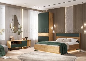 Спальный гарнитур Роджина крафт/изумрудный, модульный (Миф) в Каменске-Уральском - kamensk-uralskij.mebel-e96.ru