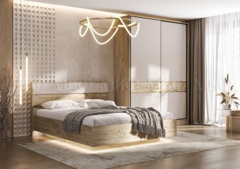 Спальный гарнитур Роджина крафт серый/кашемир, модульный (Миф) в Каменске-Уральском - kamensk-uralskij.mebel-e96.ru