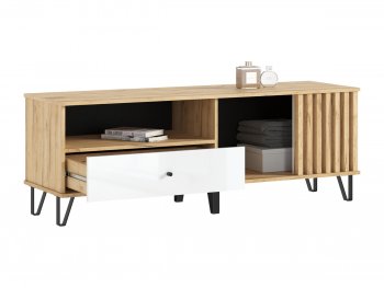 Тумба ТВ (1500) Роджина крафт/белый (Миф) в Каменске-Уральском - kamensk-uralskij.mebel-e96.ru