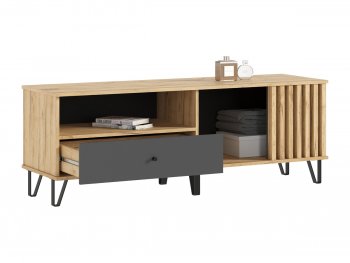 Тумба ТВ (1500) Роджина крафт/графит (Миф) в Каменске-Уральском - kamensk-uralskij.mebel-e96.ru