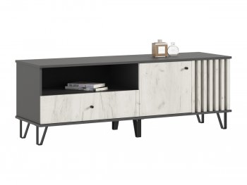 Тумба ТВ (1500) Роджина крафт белый/графит (Миф) в Каменске-Уральском - kamensk-uralskij.mebel-e96.ru