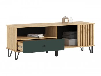 Тумба ТВ (1500) Роджина крафт/изумрудный (Миф) в Каменске-Уральском - kamensk-uralskij.mebel-e96.ru