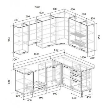 Угловой кухонный гарнитур Элеганция 2200*1600 мм Sanvut в Каменске-Уральском - kamensk-uralskij.mebel-e96.ru
