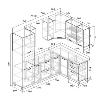 Угловой кухонный гарнитур Фьюжн 2400*1600 мм Sanvut в Каменске-Уральском - kamensk-uralskij.mebel-e96.ru