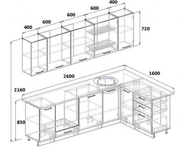 Угловой кухонный гарнитур Роза 2600*1600 мм Sanvut в Каменске-Уральском - kamensk-uralskij.mebel-e96.ru