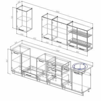 Кухонный гарнитур Латте 2800 мм в Каменске-Уральском - kamensk-uralskij.mebel-e96.ru